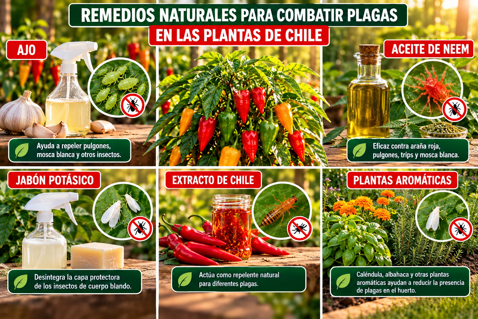 Métodos para controlar plagas en plantas de chile