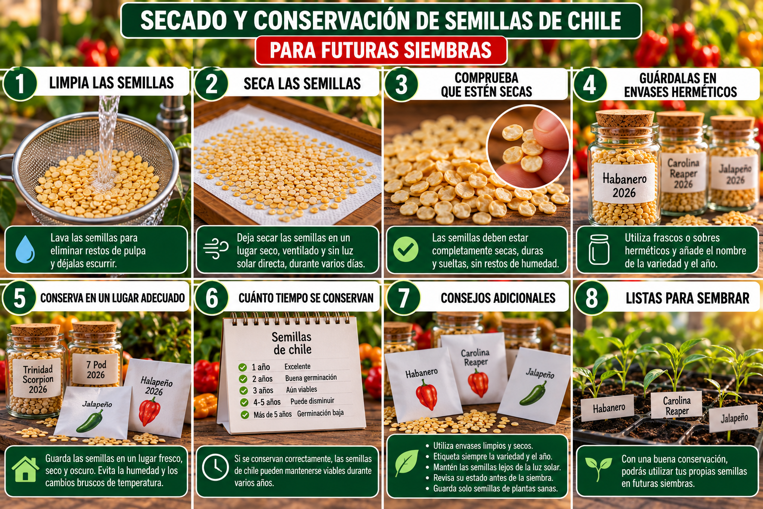 Secado y conservación de semillas de chile