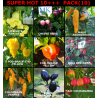 SUPER HOT 10+++, 9 chiles mas picantes del mundo,90 semillas, pack(10)