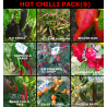 HOT CHILLI,9 variedades de chiles,9 X 10 ,90 semillas,seeds (9)